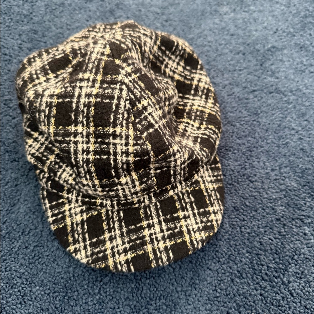 Black and White Plaid Women's Paperboy Hat